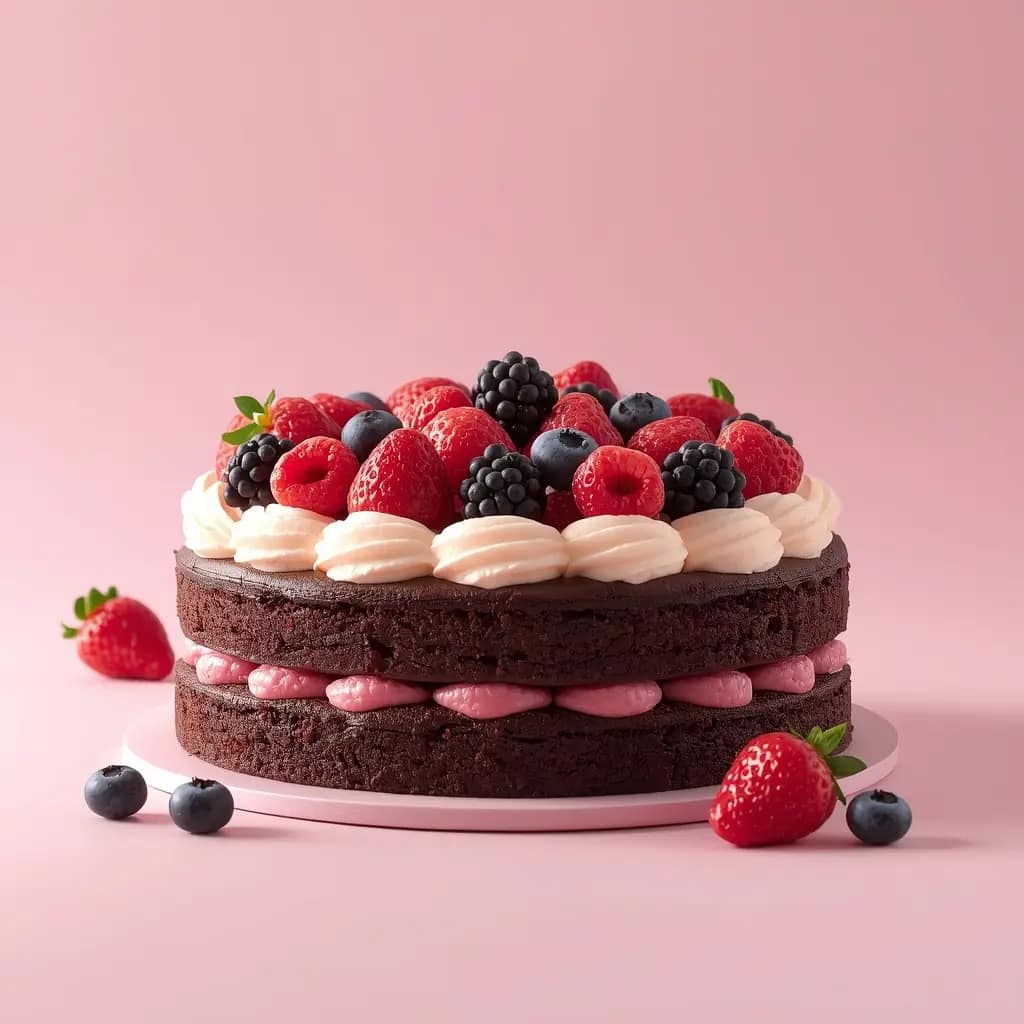 Chocolate & Berries Cake (Vegan, Refined Sugar Free)