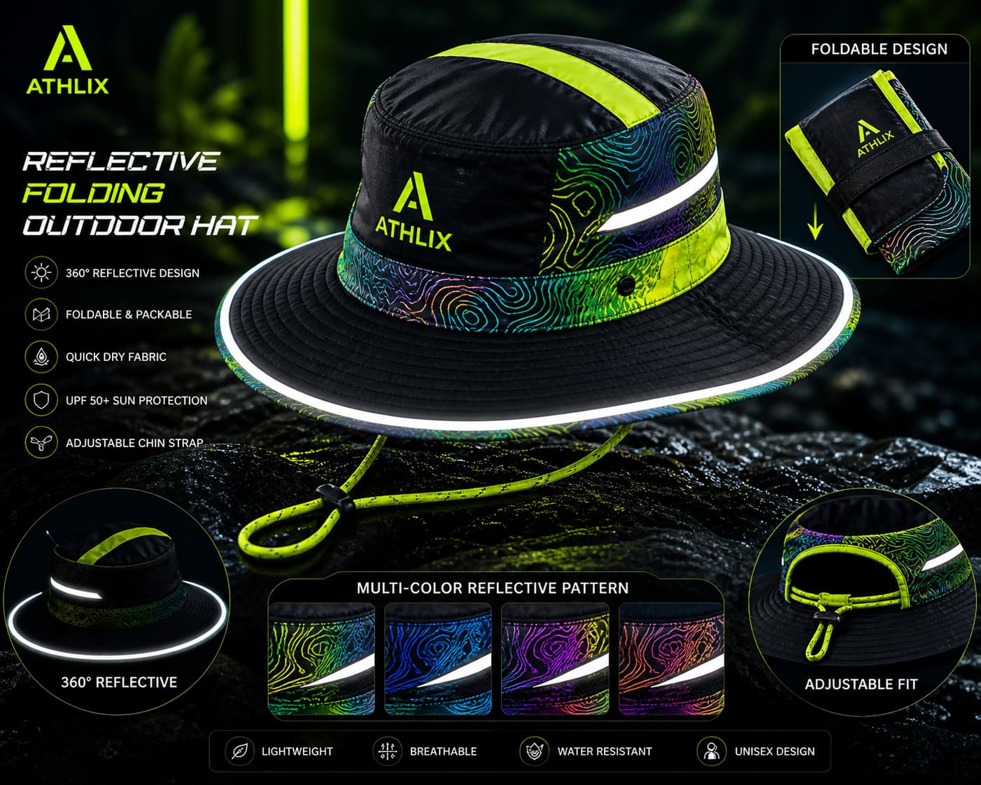 Athlix ReflectPro Foldable Reflective Outdoor Hat - Image 2