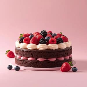 Chocolate & Berries Cake (Vegan, Refined Sugar Free)